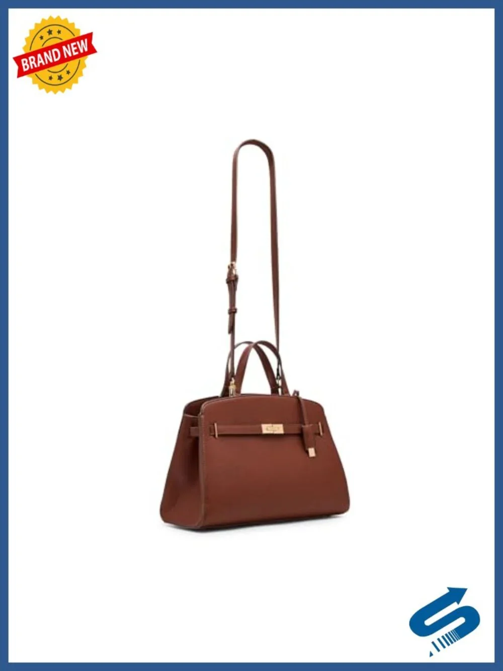 Women's Belted Satchel Handbag with Convertible Strap